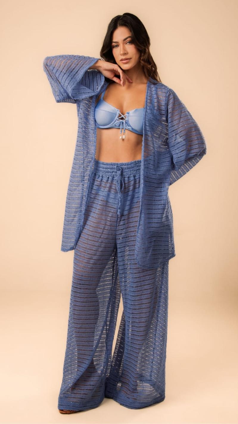 KIMONO ML TRICOT AZUL CLARO