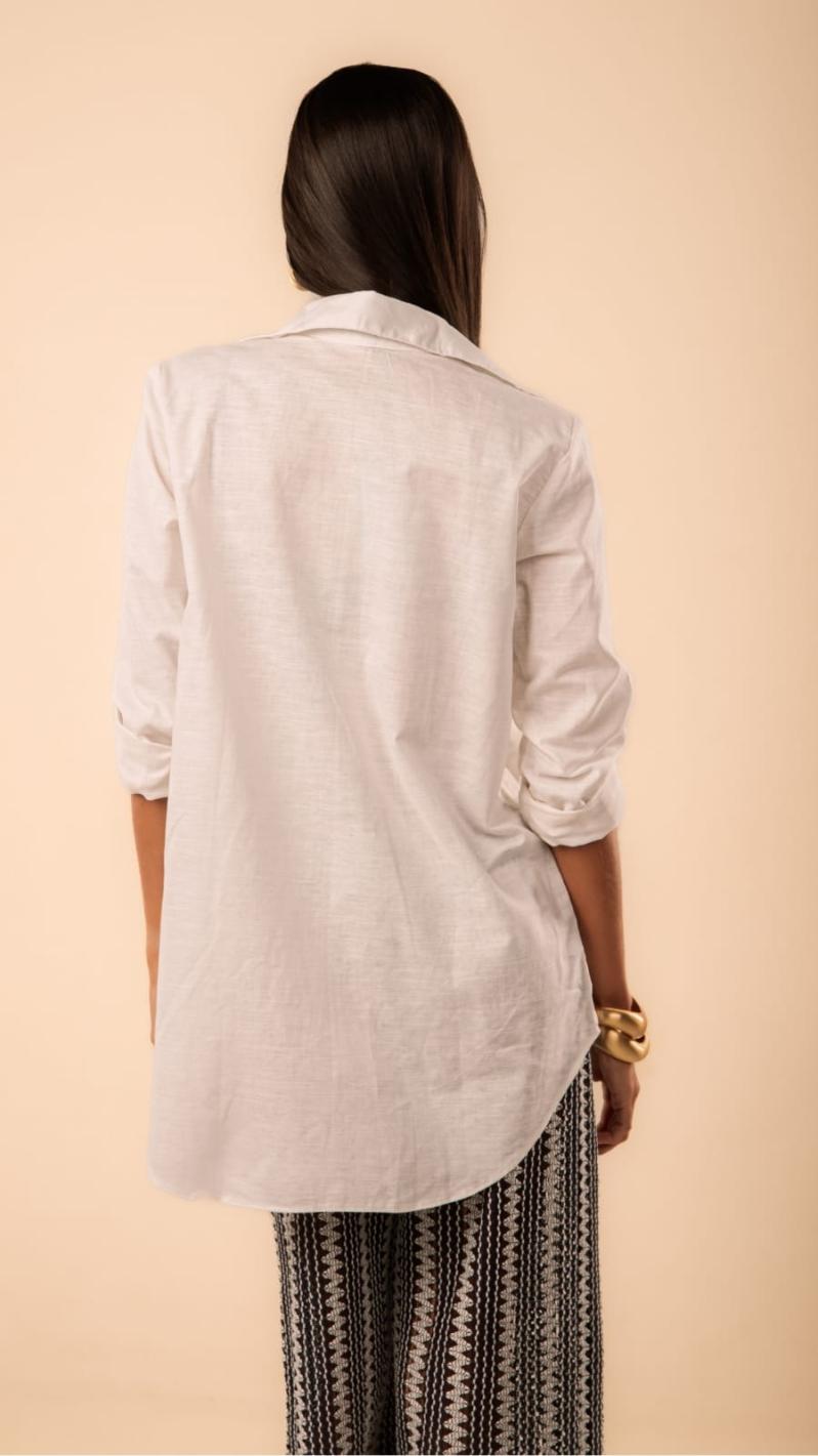 CAMISA FRIDA LINHO BAMBU OFF WHITE, segunda foto